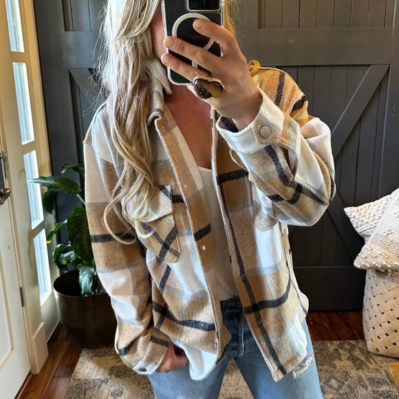 Button Front Sweater Jacket Flannel Oversized Coat - Picture 6 of 6